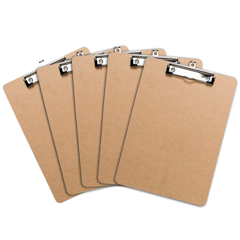 Office Solutions Direct Letter Size Clipboards with Low Profile Clip (Set of 5) - Wood Clipboards Bulk 5 Pack, Heavy Duty Clipboard, Back to School Teacher Classroom Supplies, School Supplies for College Students - Image 1